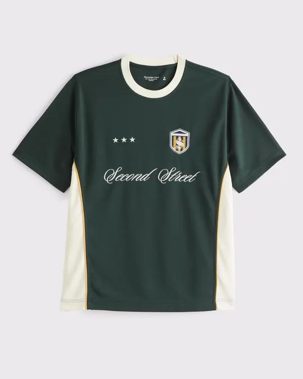 Cropped Soccer-Inspired Graphic Tee