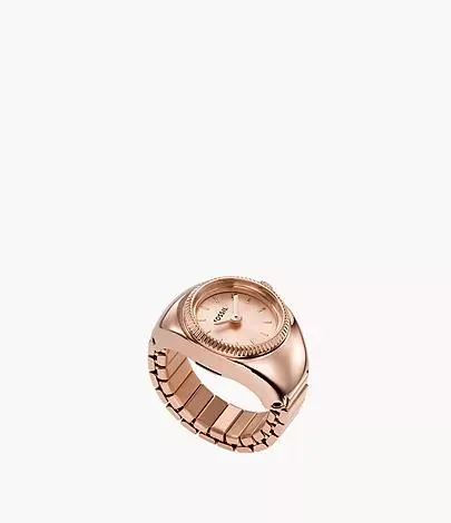 Watch Ring Two-Hand Rose Gold-Tone Stainless Steel