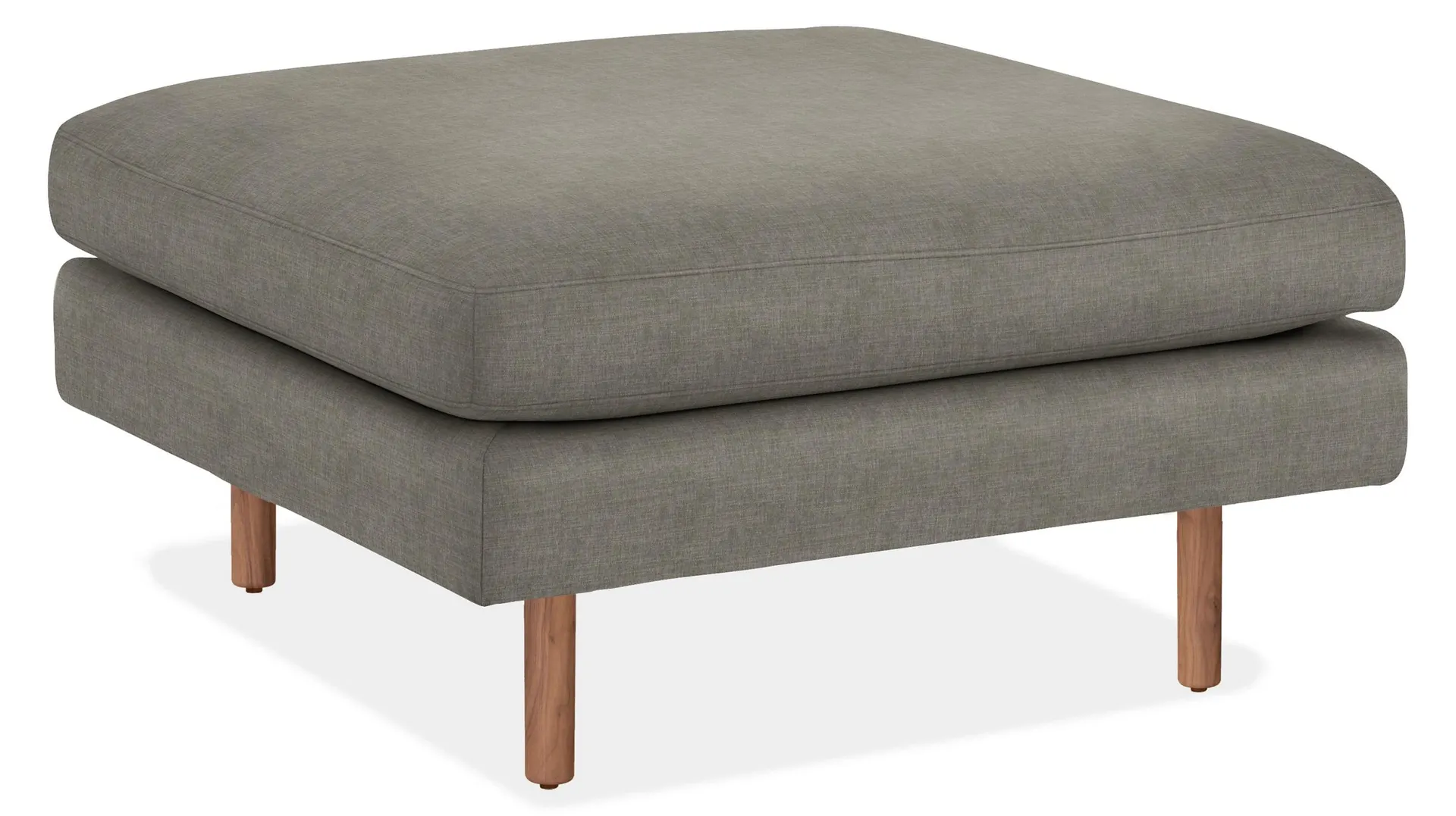 Jasper 36w 36d 19h Square Ottoman in Mori Graphite w/Walnut Legs