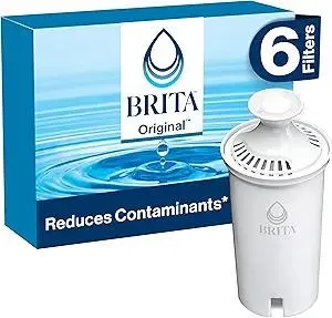 Brita Standard Water Filter for Pitchers and Dispensers, Reduces Copper, Cadmium and Mercury Impurities, Lasts Two Months or 40 Gallons, Includes 6 Filters for Pitchers