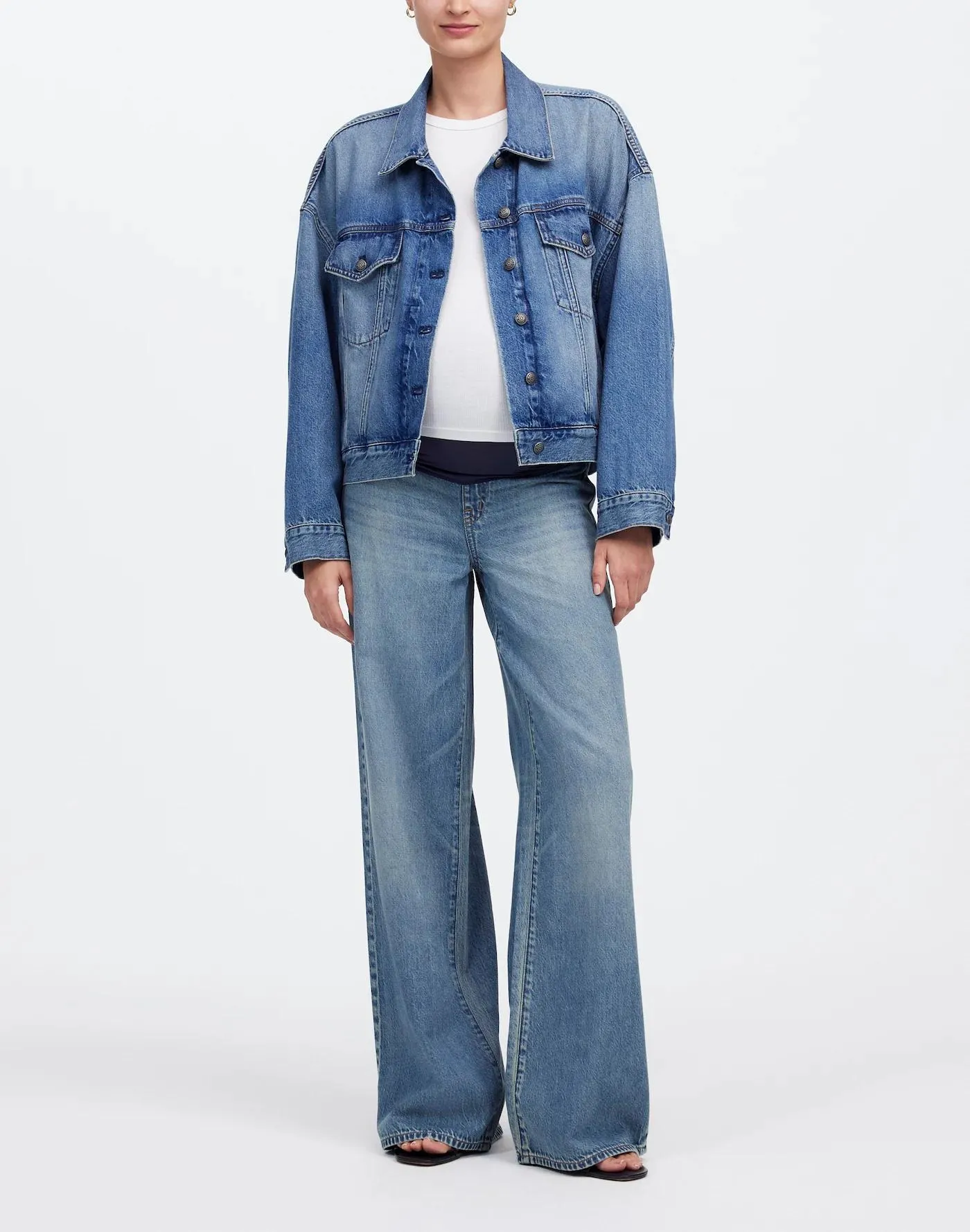 Maternity Over-the-Belly Superwide-Leg Jeans in Billings Wash: Airy Denim Edition