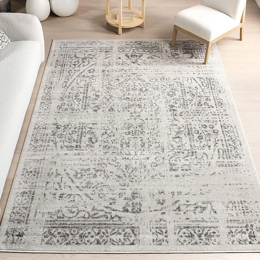 nuLOOM Smoky 8 x 10 (ft) Loomed Polypropylene Gray Rectangular Indoor Medallion Vintage Area rug