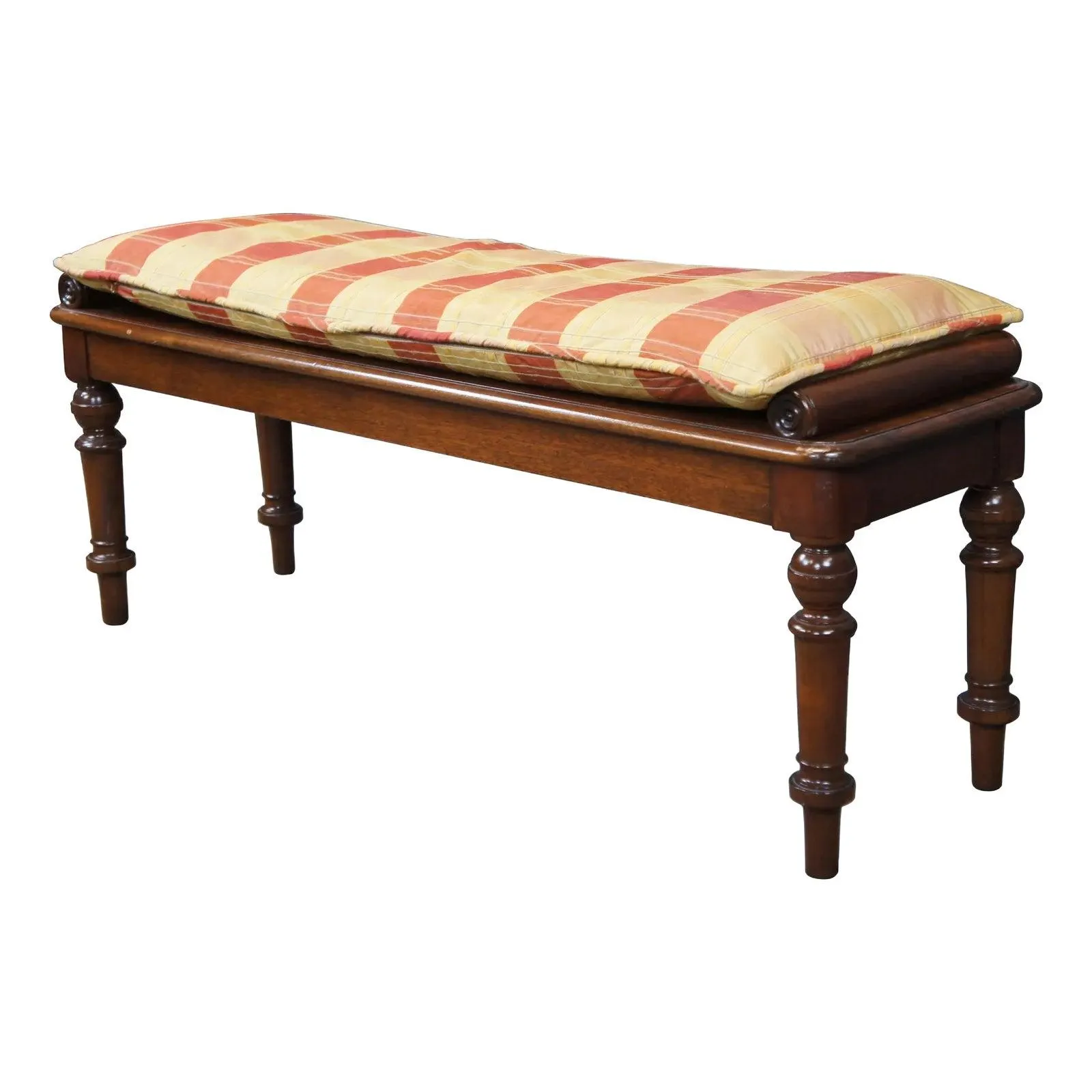 Late 20th Century English William IV Regency Style Mahogany Window Seat Foyer Hall Piano Bench