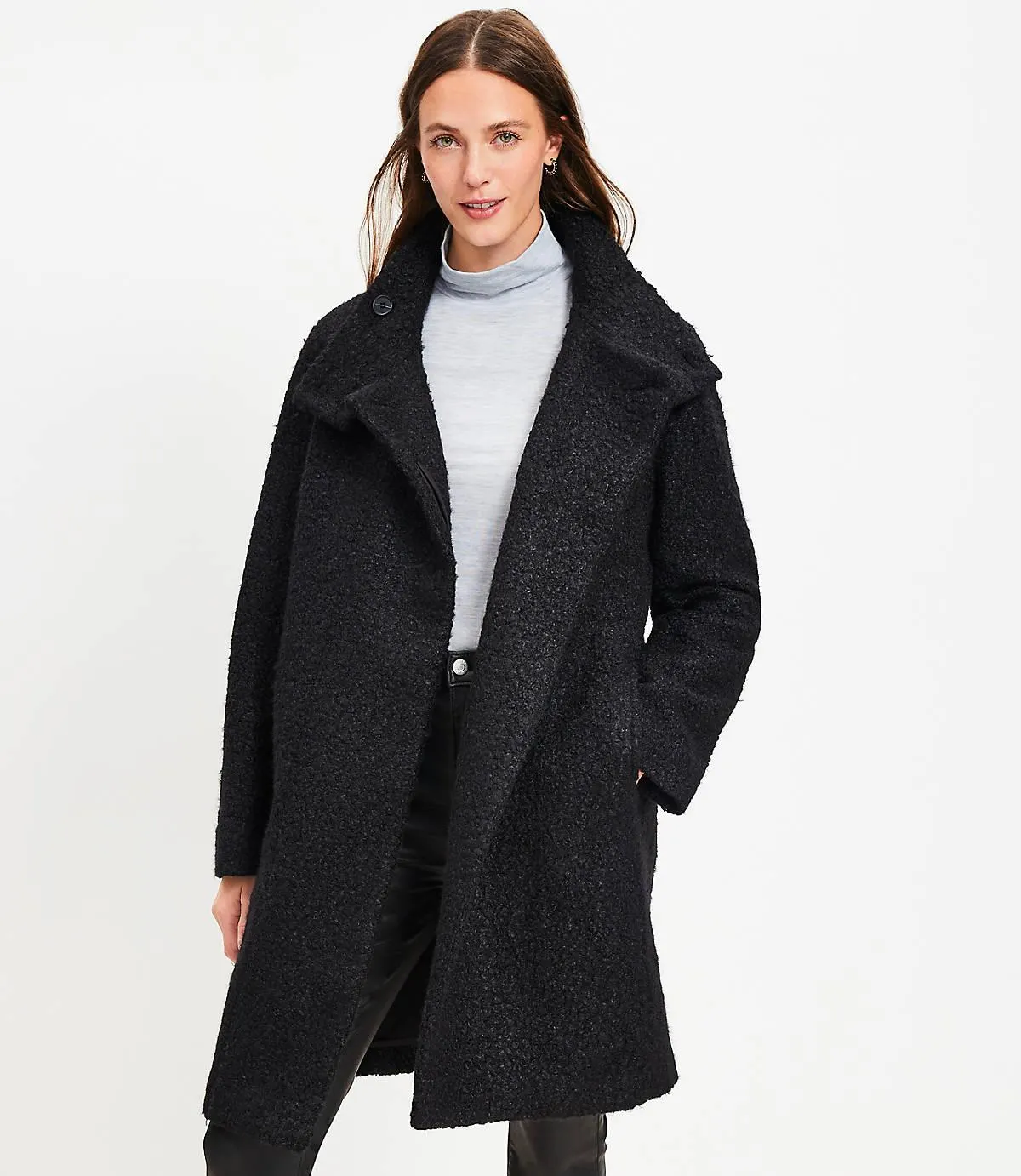 Curly Funnel Neck Coat