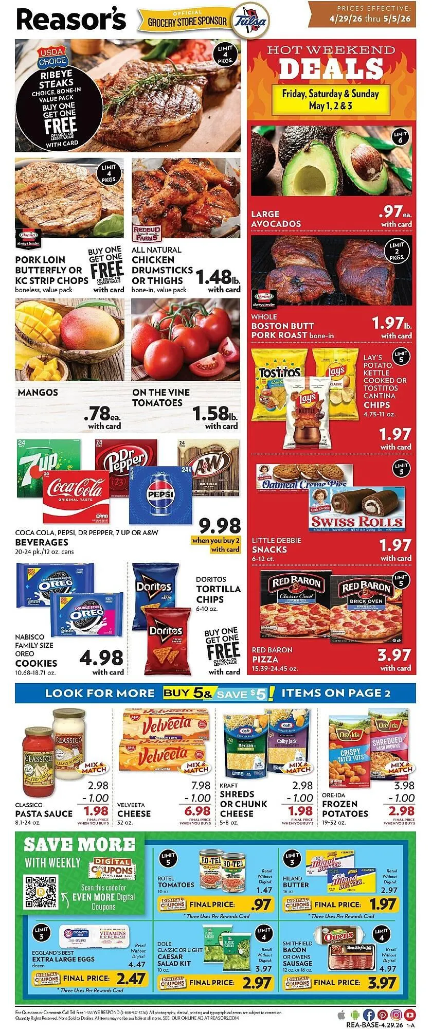 Weekly promotion Reasors weekly ad spanning from April 29 to May 5 2026 - Page 1 for Catalogue 365