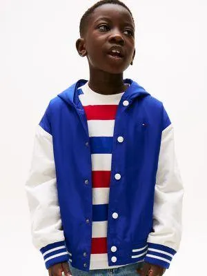 Kids' Back Logo Hooded Bomber Jacket