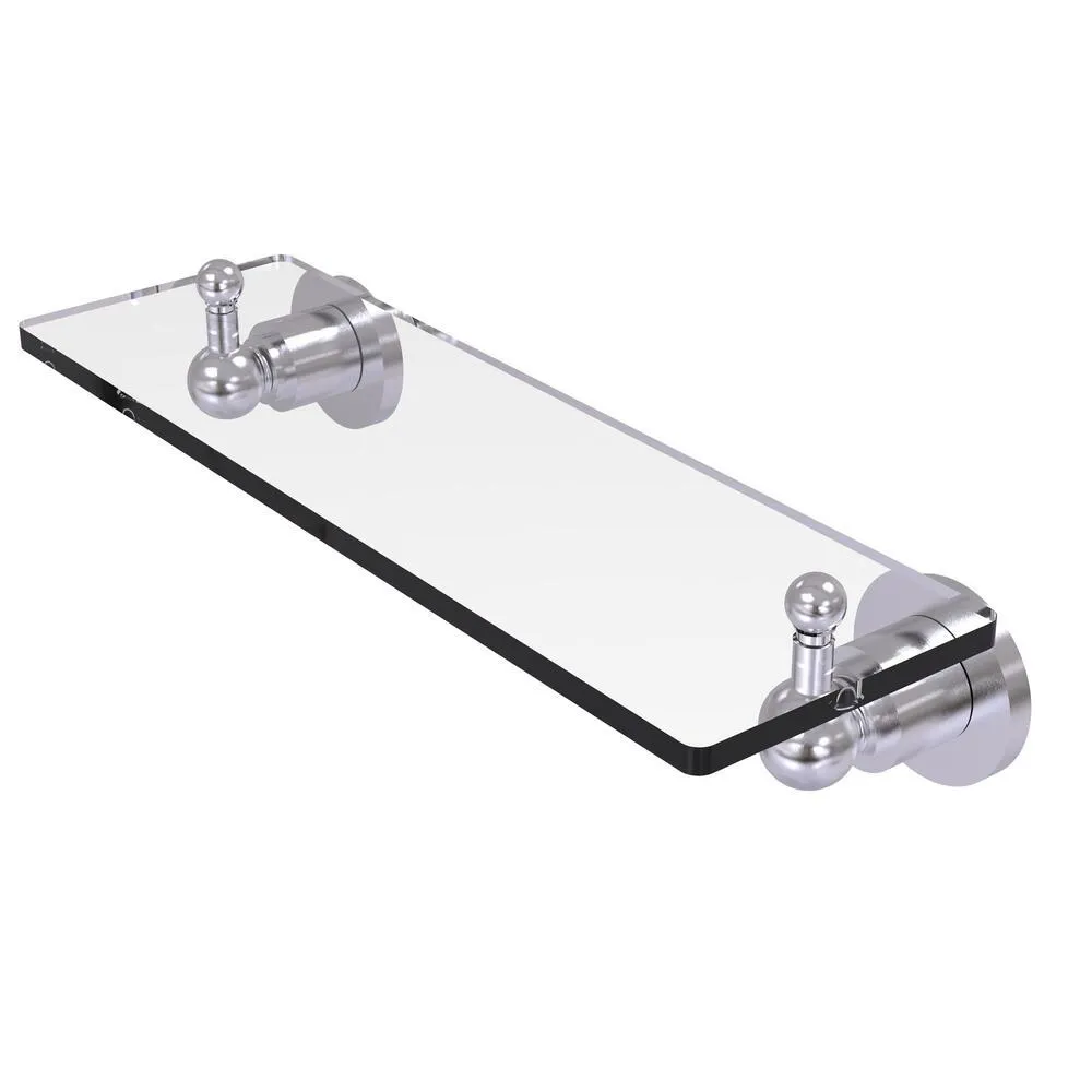 Allied Brass Astor Place 16" Satin Chrome Glass Bathroom Shelf with Beveled Edges
