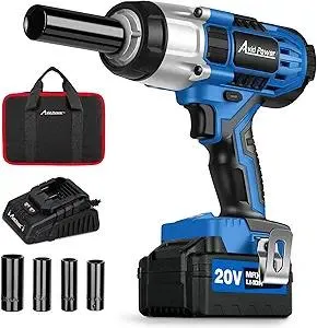 AVID POWER 20V Cordless Impact Wrench, Electric Impact Gun 1/2 Inch Drive with 330 ft-lbs Max Torque (450N.m), 3.0Ah Li-Ion Battery, 4-Piece Socket Set, Fast Charger and Tool Bag