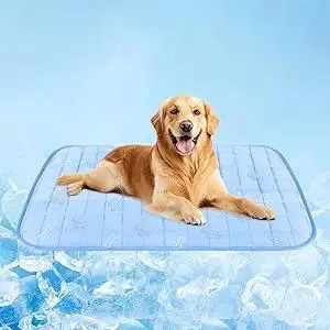 RIOGOO Dog Cooling Mat,Dog Blanket Washable,Cool Fabric & Internal Waterproof Cooling Pad (Blue, X-Large (40x30 inch))
