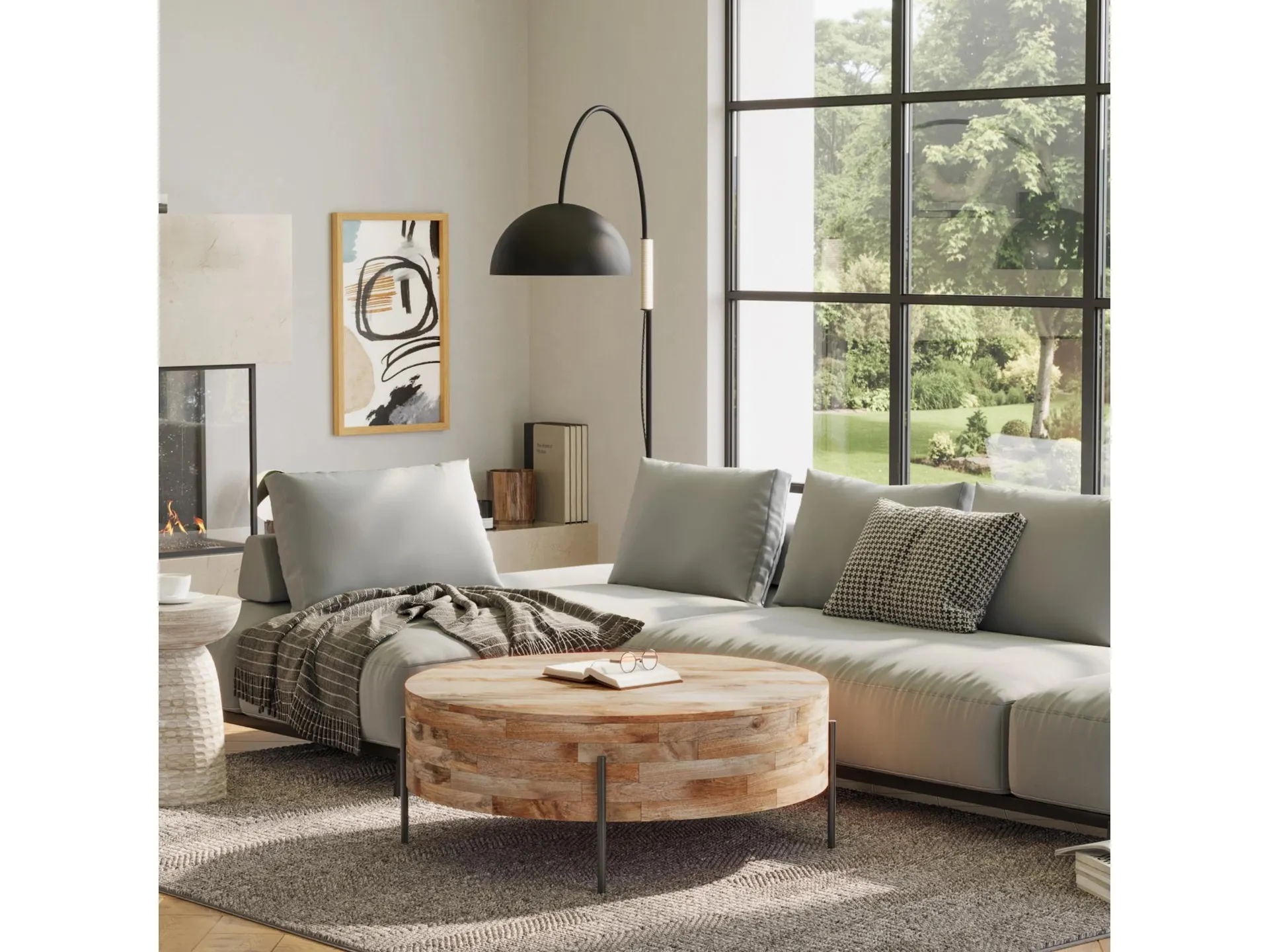 Simpli Home Rayburn Drum Coffee Table