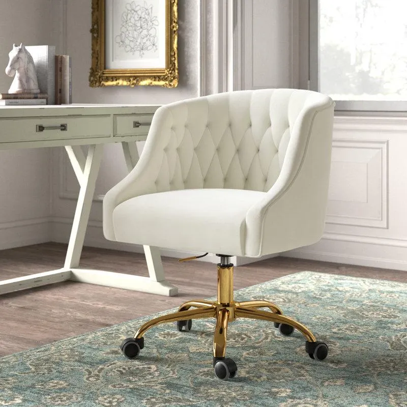 Louise 35.5'' H Velvet Hand-Curated Task Chair with Button Tufted