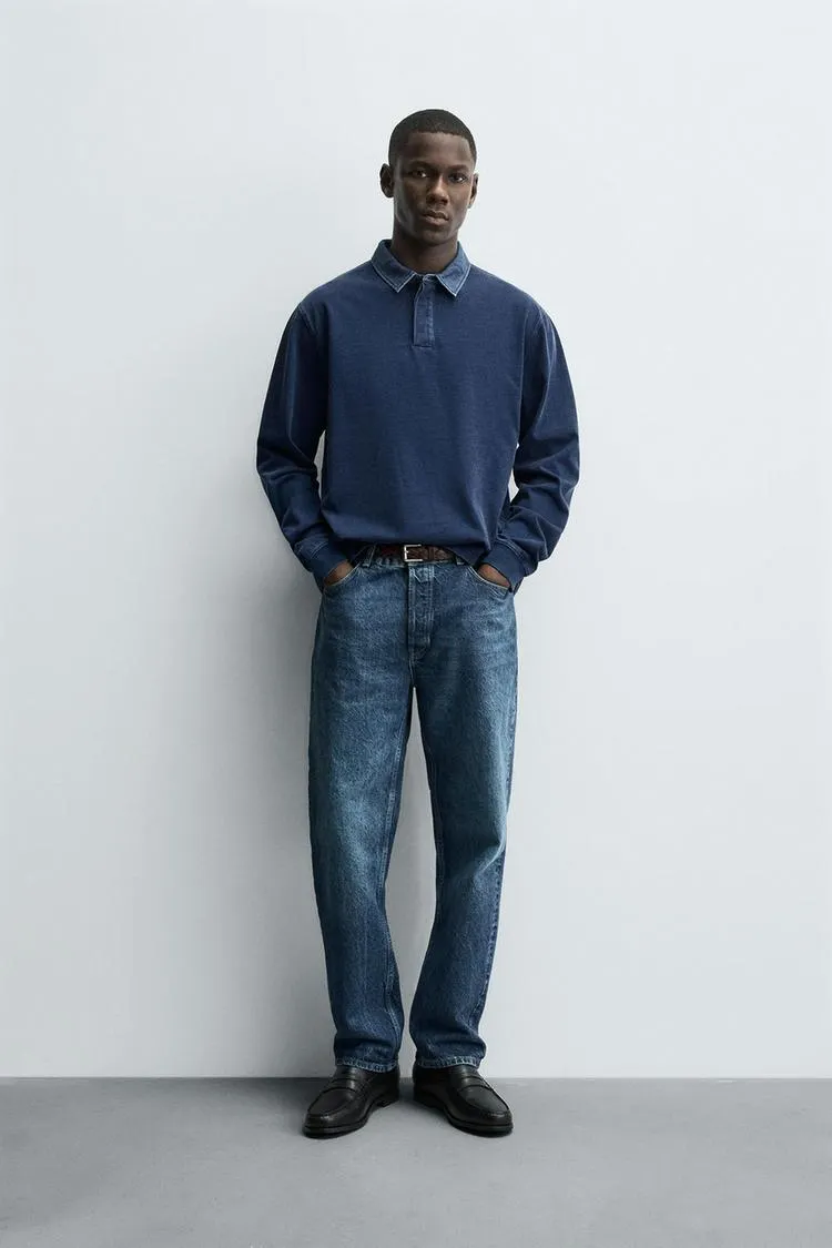 CONTRAST COLLAR POLO SWEATSHIRT