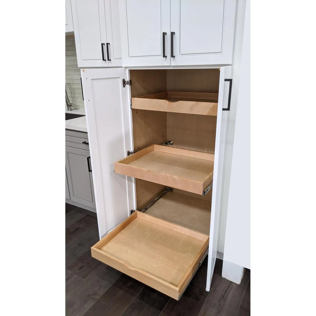 Daiona Solid Wood Pull-Out Drawer Box – 21" Deep Cabinet Organizer in Multiple Widths Out Tray with Brackets