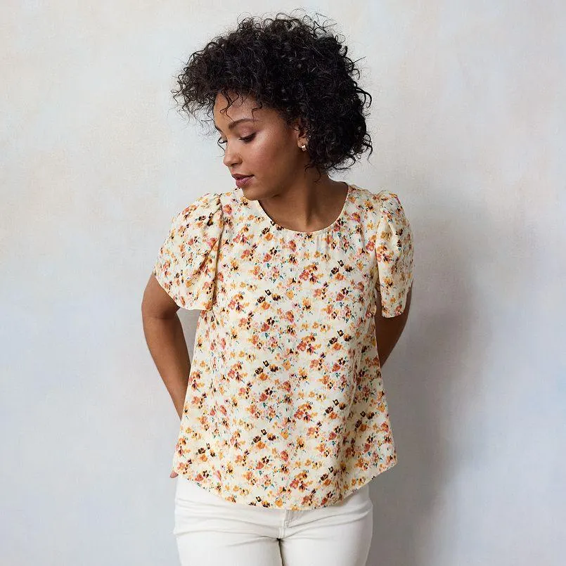 Women's LC Lauren Conrad Crewneck Flutter Sleeve Top