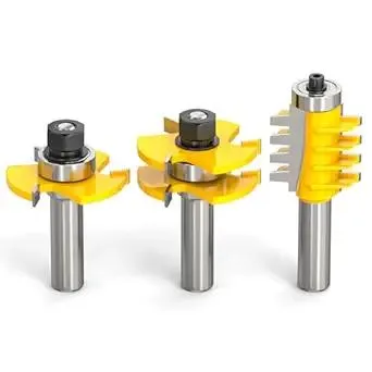 3PCS Reversible Finger Joint Router Bit & Tongue and Groove Router Bit 1/2 Inch Shank Woodworking Carbide Joinery Wood Milling Cutter for Cabinet Door, Frames and More