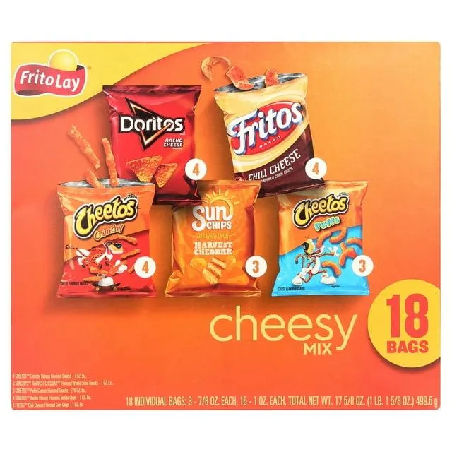 Frito-Lay Cheesy Snack Chips Variety Pack, 18 Count Multipack Box