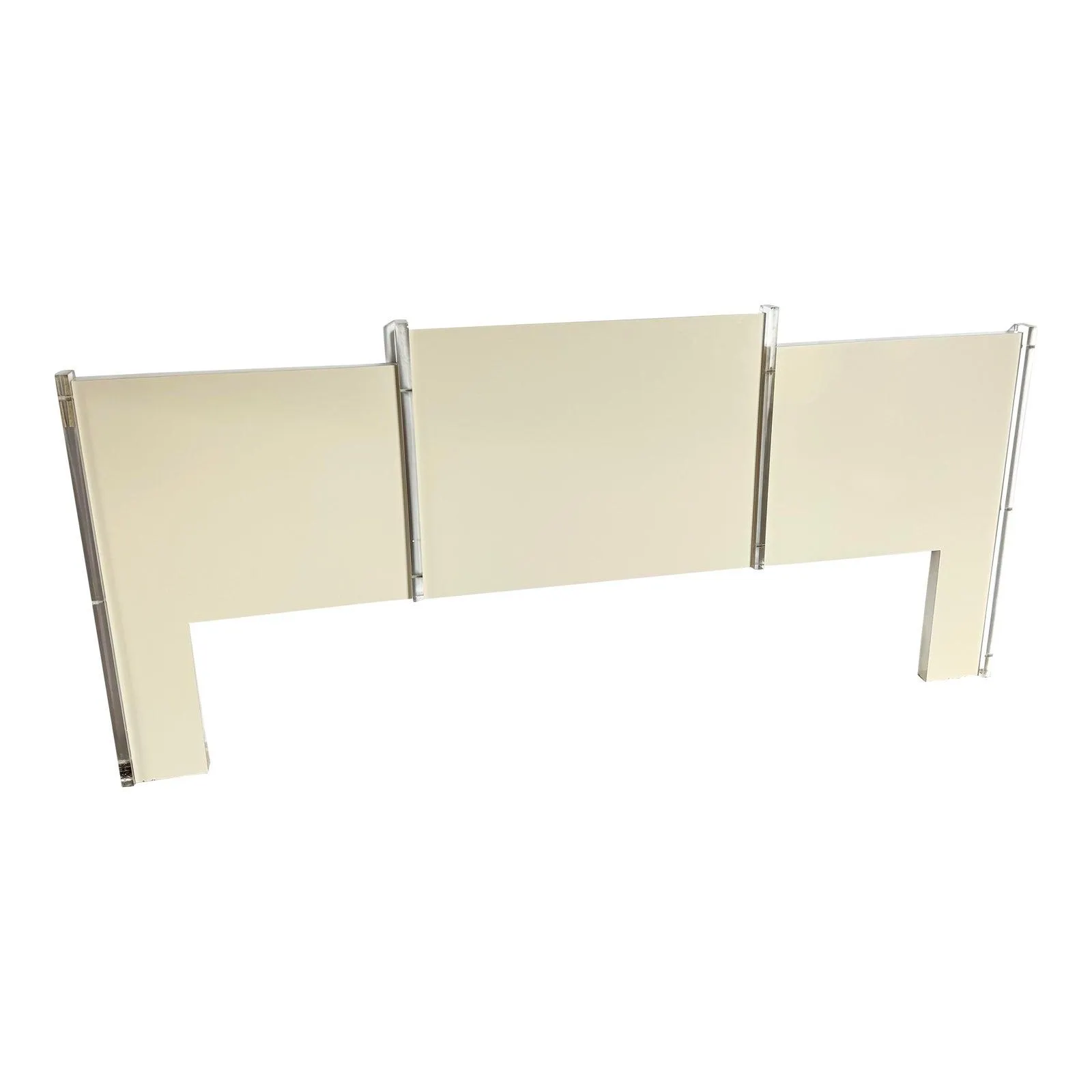 Postmodern White Laminate and Lucite King Size Headboard