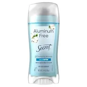 Secret Aluminum Free Deodorant for Women, 48hr Odor Protection, Naturally Derived Ingredients, Free of Parabens Dyes Talc & Baking Soda, PH Balanced, Dry Solid, Cotton Scent, 2.4 oz