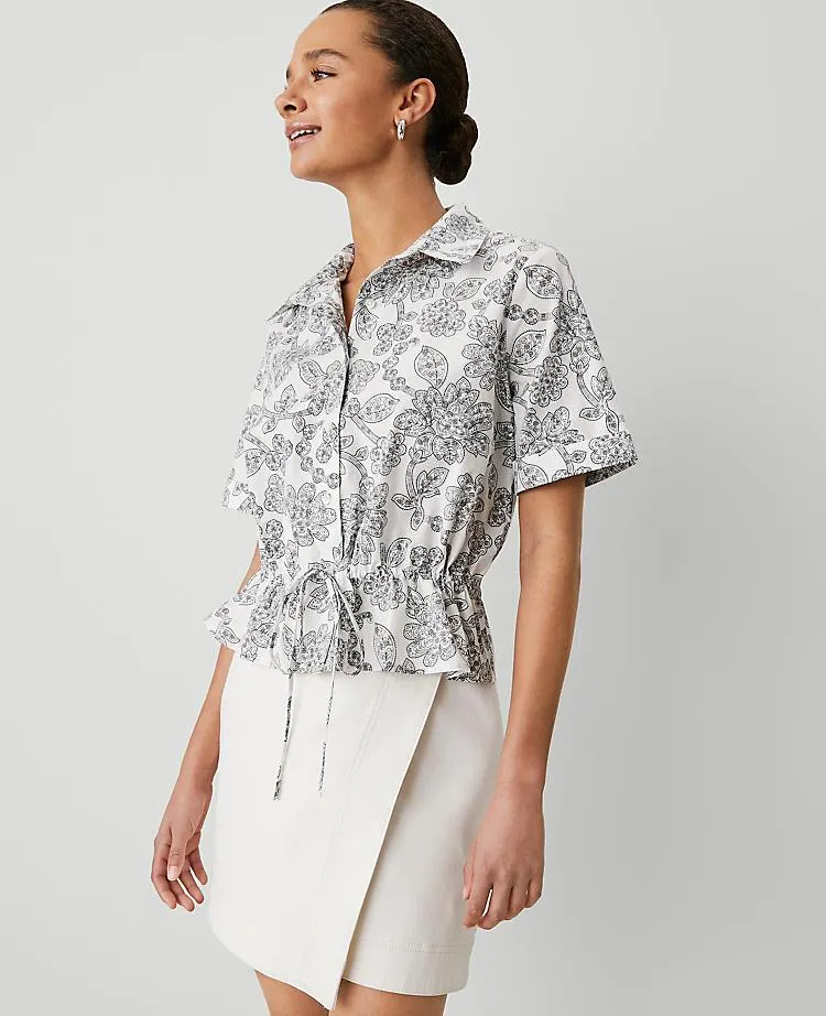 Weekend Collection Paisley Tie Waist Peplum Shirt