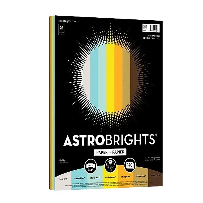 Astrobrights 8.5" x 11" Color Copy Paper,