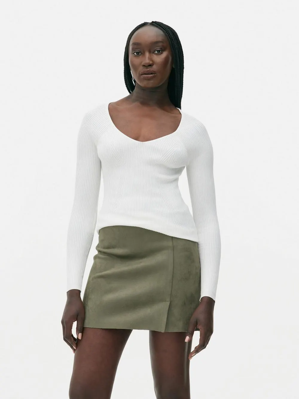 Ribbed V-Neck Sweater
