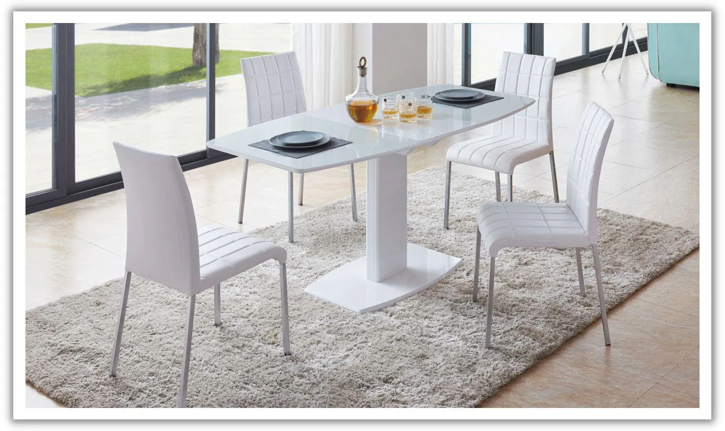 ESF Italia Amarilla 4-Seater Extendable Dining Table Set in White