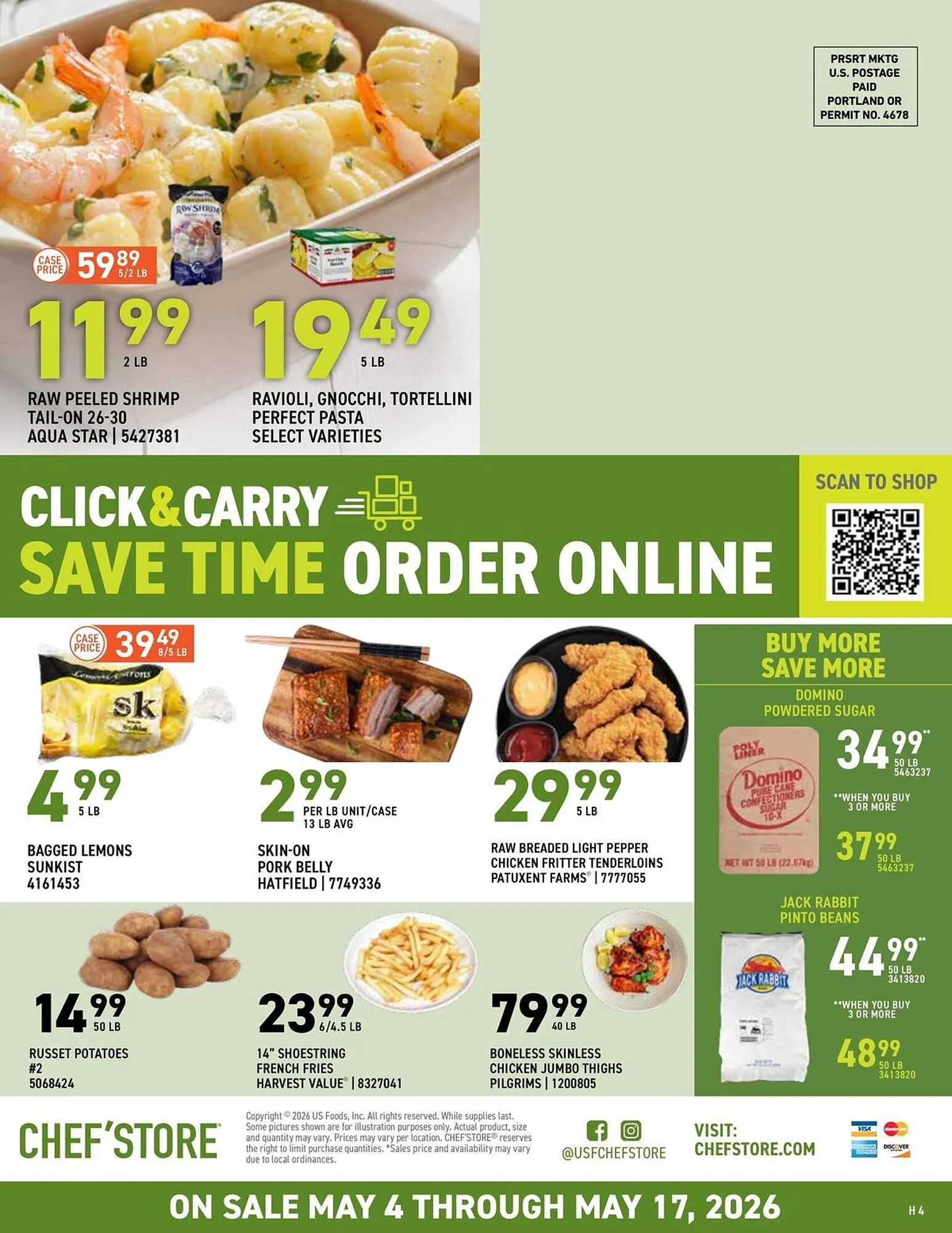 Weekly promotion US Foods Chef's Store weekly ad spanning from May 4 to May 17 2026 - Page 4 for Catalogue 365