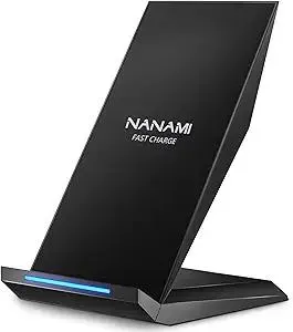 Fast Wireless Charger, NANAMI 15W Qi Certified Wireless Charging Stand Compatible iPhone 16/15/15 Pro/15 Plus/15 Pro Max/14/14 Pro/13/12, for Samsung Galaxy S25/S24/S23/S22/S21 and Qi-Enabled Phone