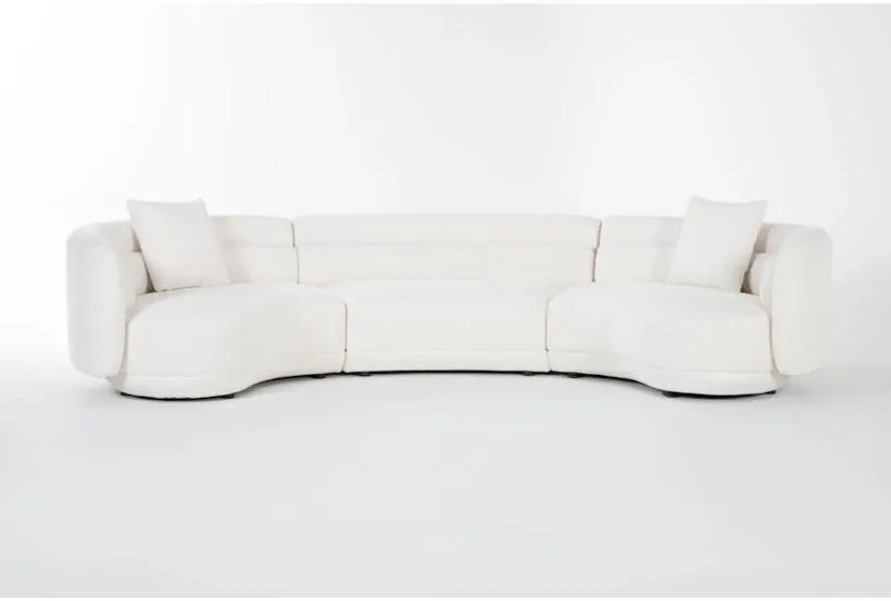 Formosa Ivory White Fabric 135" 3 Piece Curved Sectional | Modular