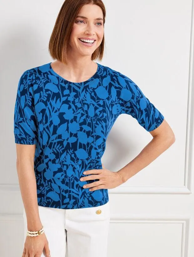 Elbow Sleeve Pullover - Two-Tone Vines