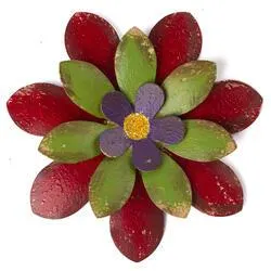 Antique Red Pretty Posey Metal Flower Magnet
