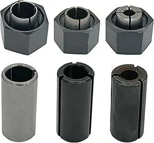 1/2", 1/4", 12mm Collet And Nut Set Replace for Dewalt DW6214 DW618 Router with Reducer Sleeves 1/2"-3/8", 12.7mm-8mm, 12.7mm-6mm