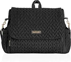 Hannah & Sophia Belle Convertible Baby Diaper Backpack & Bag in Black, Large Size, Dual Sided Water Resistant Changing Mat Included, Detachable Shoulder Straps, Easy To Use