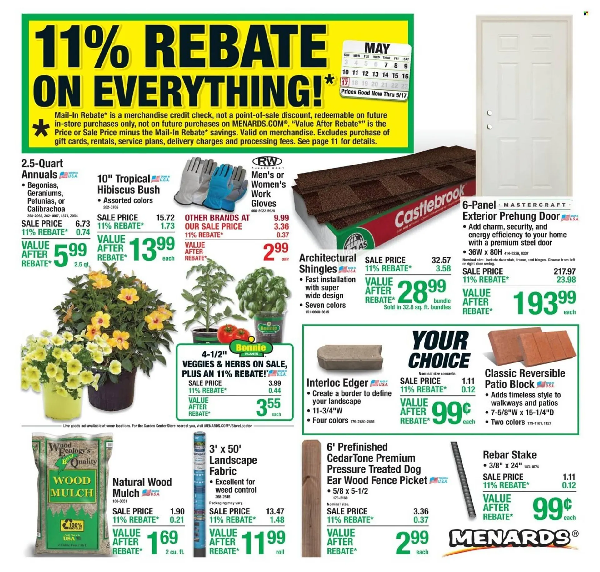 Weekly promotion Menards weekly ad spanning from May 7 to May 17 2026 - Page 1 for Catalogue 365