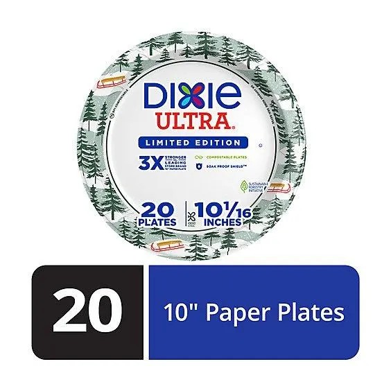 Dixie Ultra Paper Plates Printed 10 1/6 Inch - 20 Count