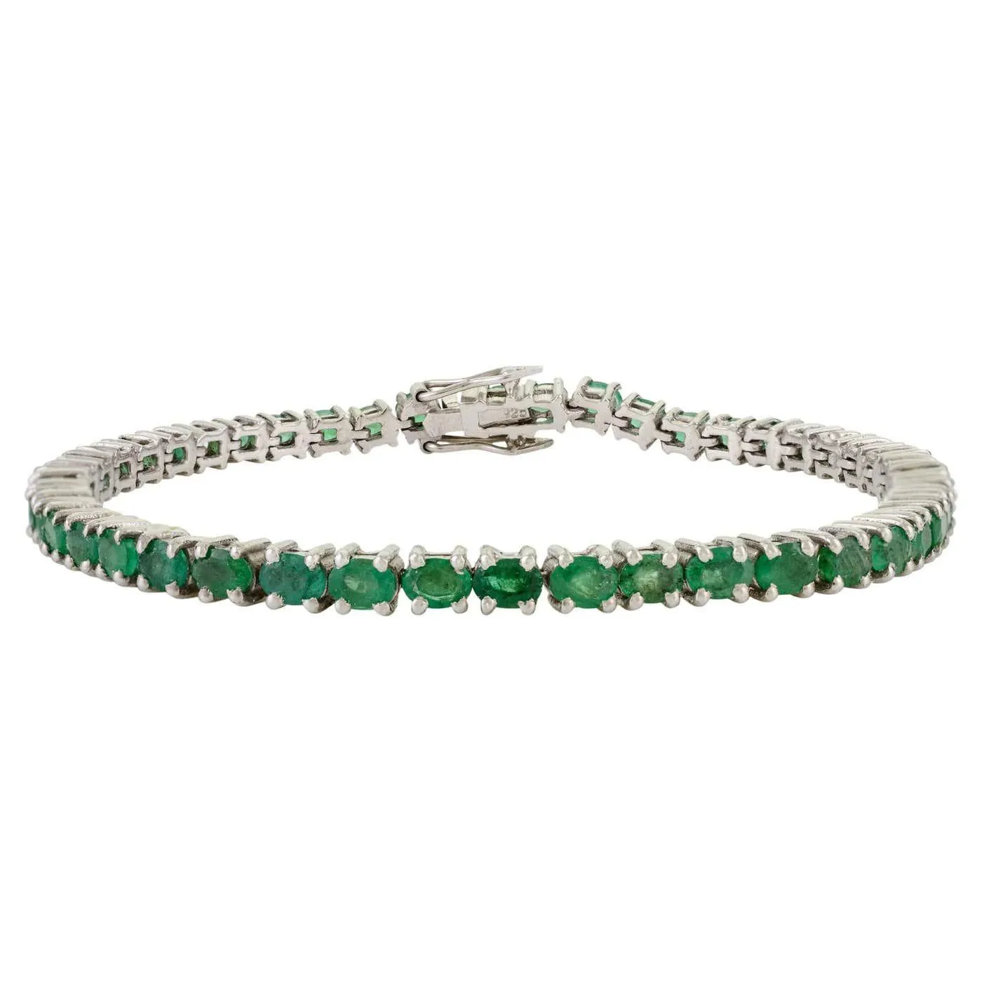 Gorgeous 7.53 Ct Emerald Classic Tennis Bracelet in 925 Silver Gift for Women
