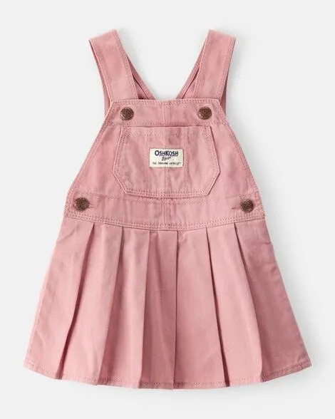 Baby Girl Pleated 100% Cotton Jumper Dress - Pink