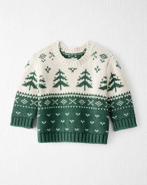 Baby Organic Cotton Evergreen Fair Isle Sweater