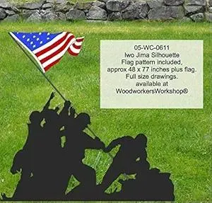 WoodworkersWorkshop Woodworking Plan to Make an Iwo Jima Silhouette with Bonus Flag (Not A RTA Kit)