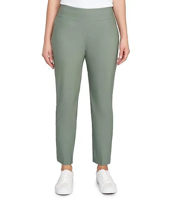 Silk Tech Straight Leg Pull-On Ankle Pants