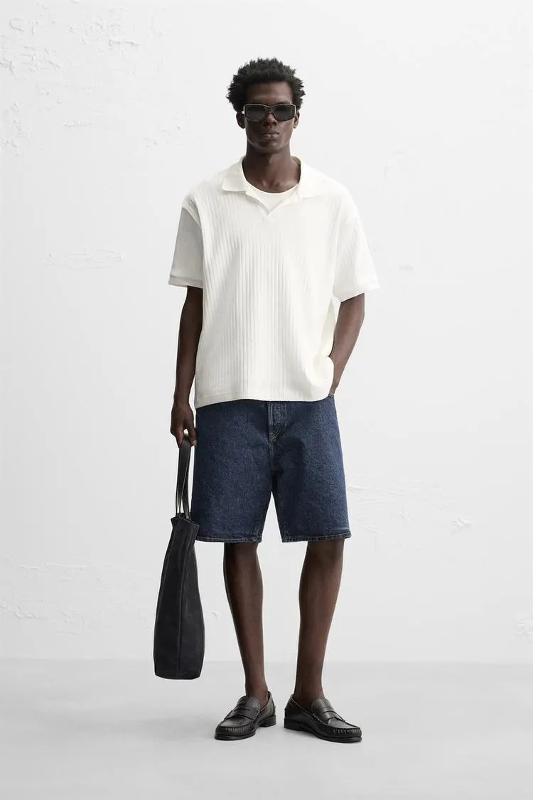 RIBBED TEXTURED POLO SHIRT