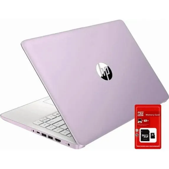 HP 14 inch Laptop Ultra Thin, Intel Quad-Core Processor, 16GB RAM, 128GB SSD, 256GB MicroSD Card