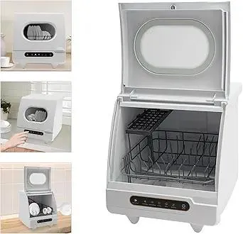 Countertop Dishwasher,1200W Mini Dish Washer,Compact Dishwasher,5 Washing Programs 360° Spray Automatic Dishwasher,Table Top Dishwasher For Apartments,Boats,Campers