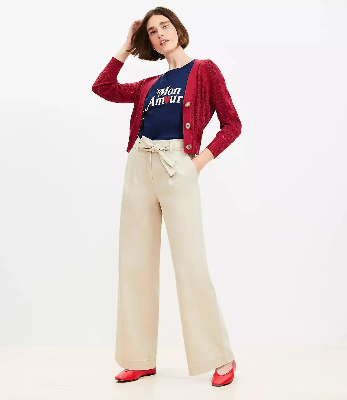 Belted Wide Leg Pants