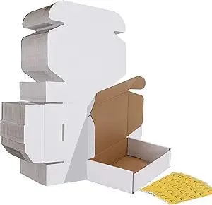 HORLIMER 40 Pack 7x5x2 Shipping Boxes, White Corrugated Cardboard Box for Mailing, Packaging, Small Business