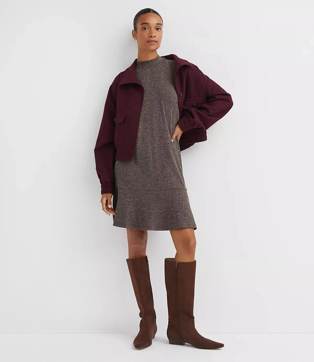 Mock Neck Flounce Mini Dress