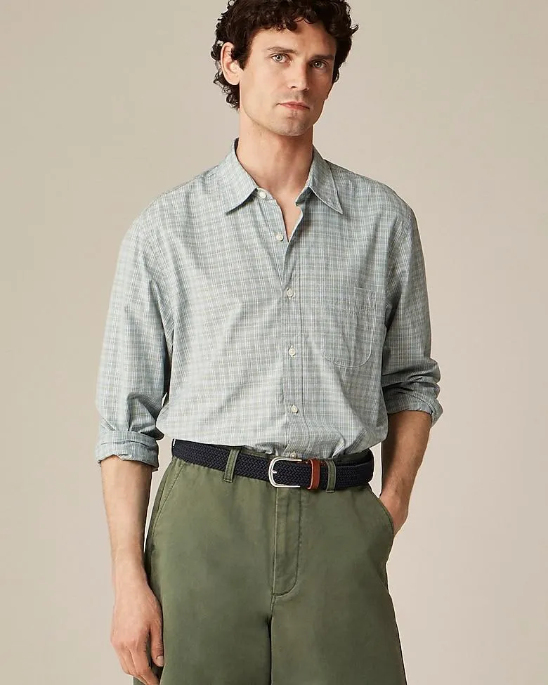 Relaxed Secret Wash cotton poplin shirt with point collar