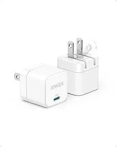 2 Pack Anker USB C Charger with Foldable Plug, 20W USB C Charger Block for iPhone 16/15 and More Series, Galaxy, Pixel, iPad (Cable Not Included)