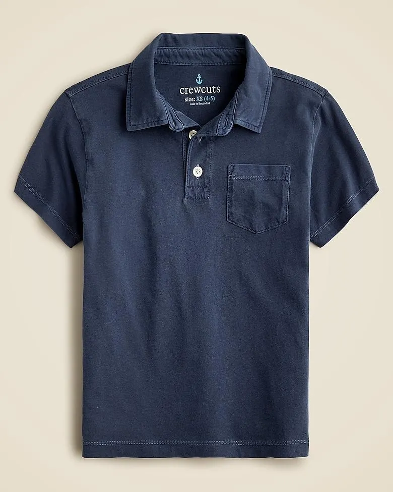 Kids' new short-sleeve garment-dyed polo shirt
