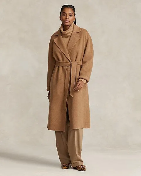 Wool-Blend Wrap Coat